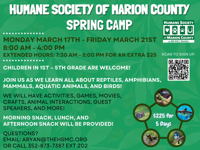 Humane Society of Marion County Spring Camp