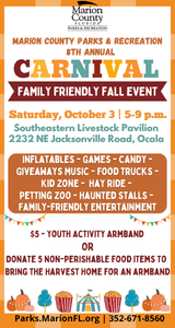 Marion County Parks & Recreation's Annual Carnival on Saturday, October 3rd!