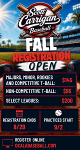 Scott Carrigan Baseball Fall Registration 2026