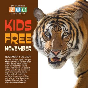 Jacksonville Zoo and Gardens Kids Free November