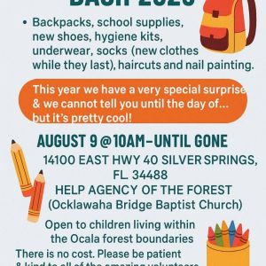 08/09 Ocklawaha Bridge Baptist Church Back to School Bash with Help Agency of the Forest