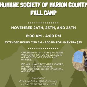 Humane Society of Marion County Fall Camp